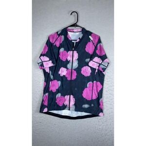Samsara Cycling Jersey Womens 3XL Pink Floral Full Zip Short Sleeve Bike Shirt